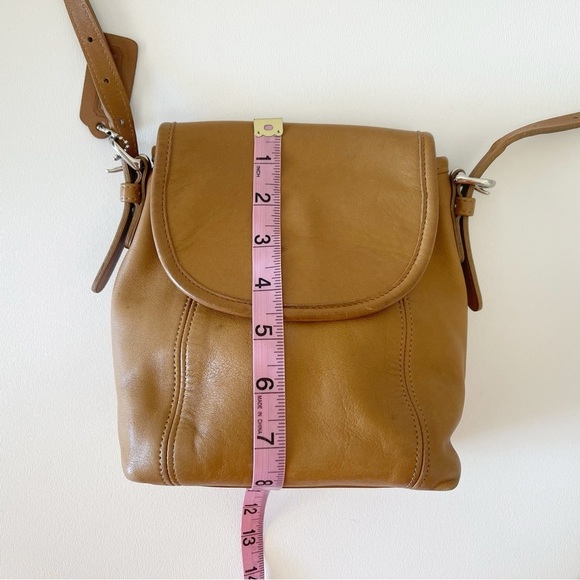 Coach Bag Soho 4108 Leather Crossbody Flap Satchel Vintage Classic Minimal Tan - Picture 7 of 16